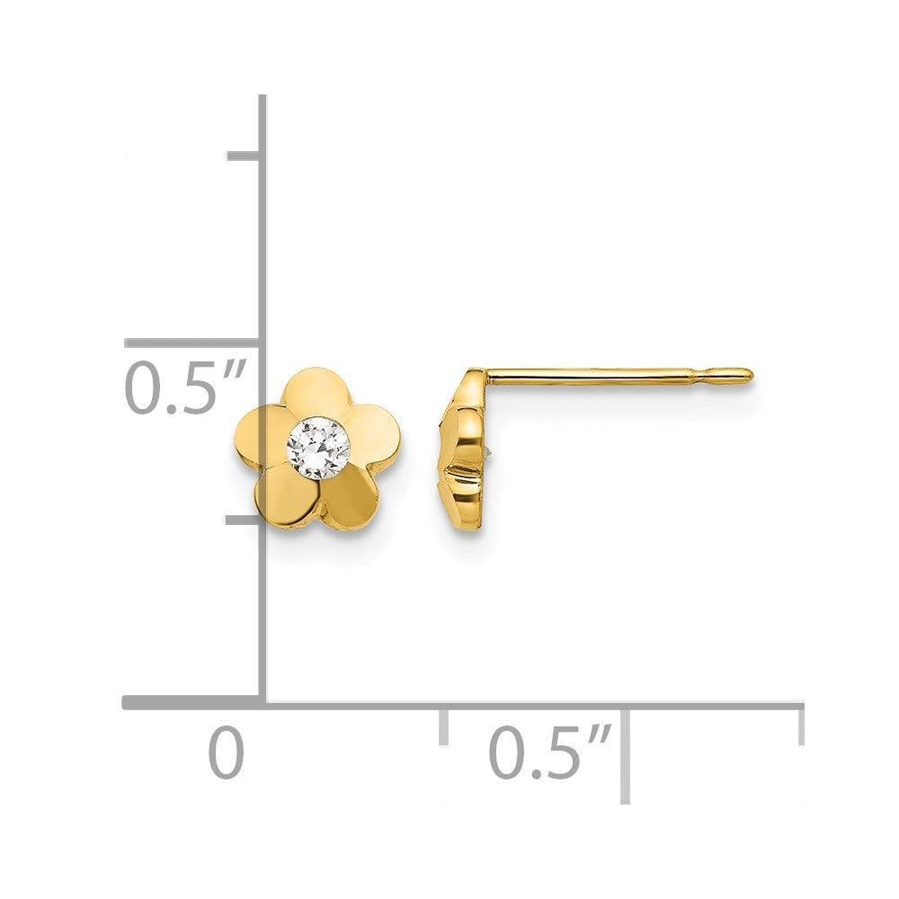 14k Madi K CZ D/C Children's Flower Post Earrings