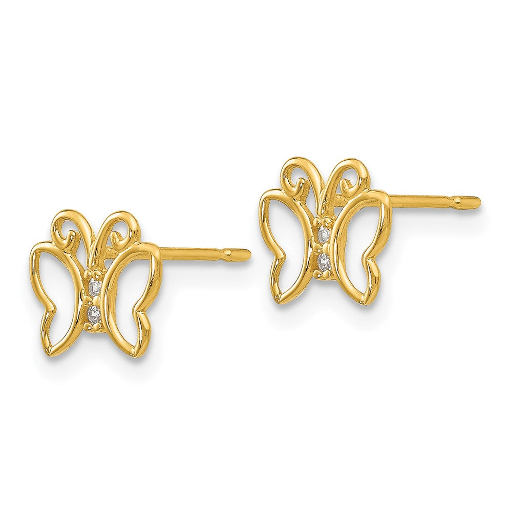 14k Madi K CZ Children's Butterfly Post Earrings