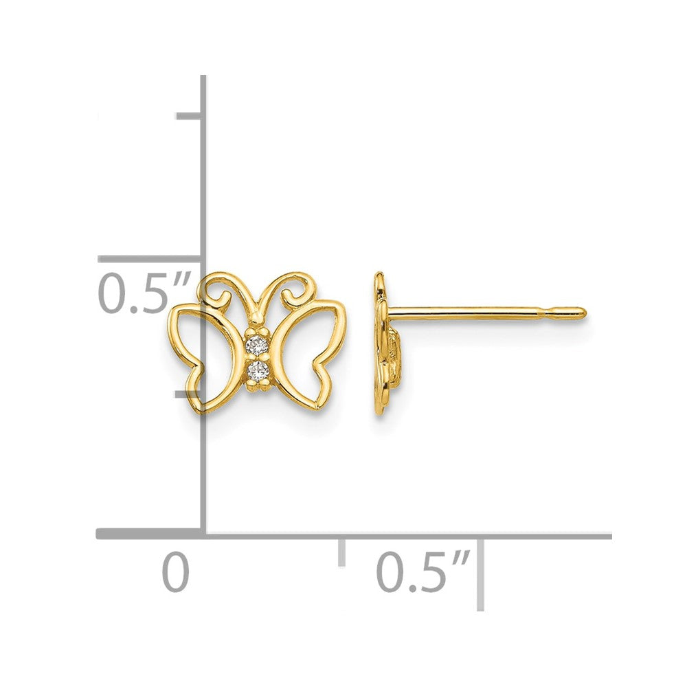 14k Madi K CZ Children's Butterfly Post Earrings