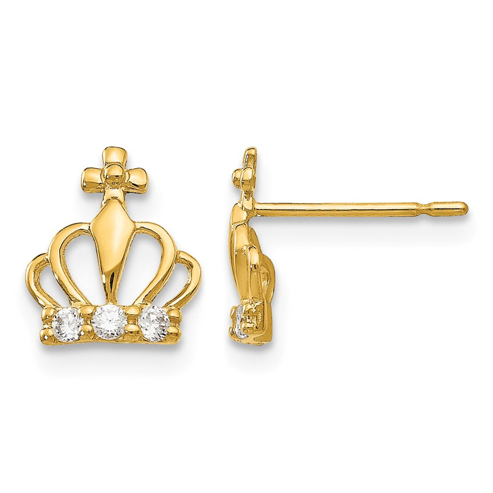 14k Madi K CZ Children's Crown Post Earrings