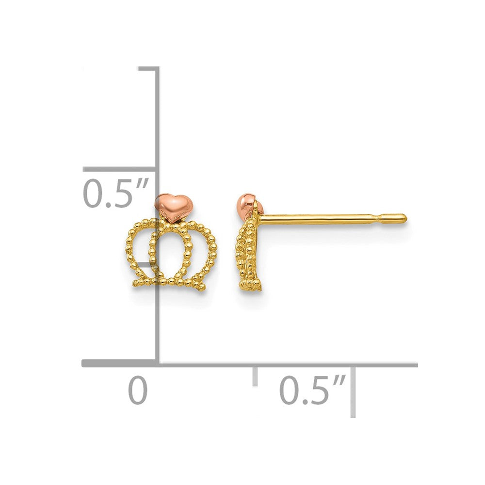 14k Yellow & Rose Madi K Gold Children's Crown Post Earrings
