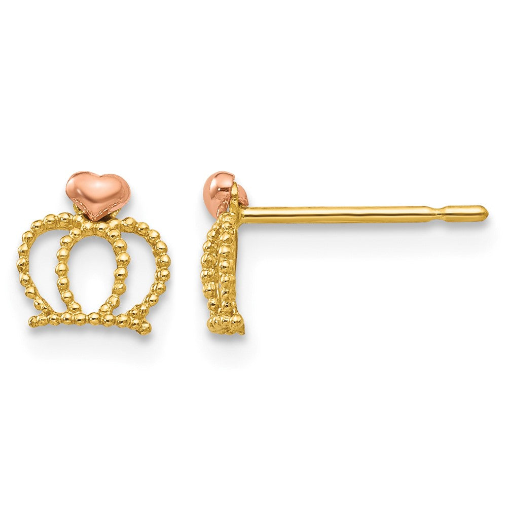 14k Yellow & Rose Madi K Gold Children's Crown Post Earrings