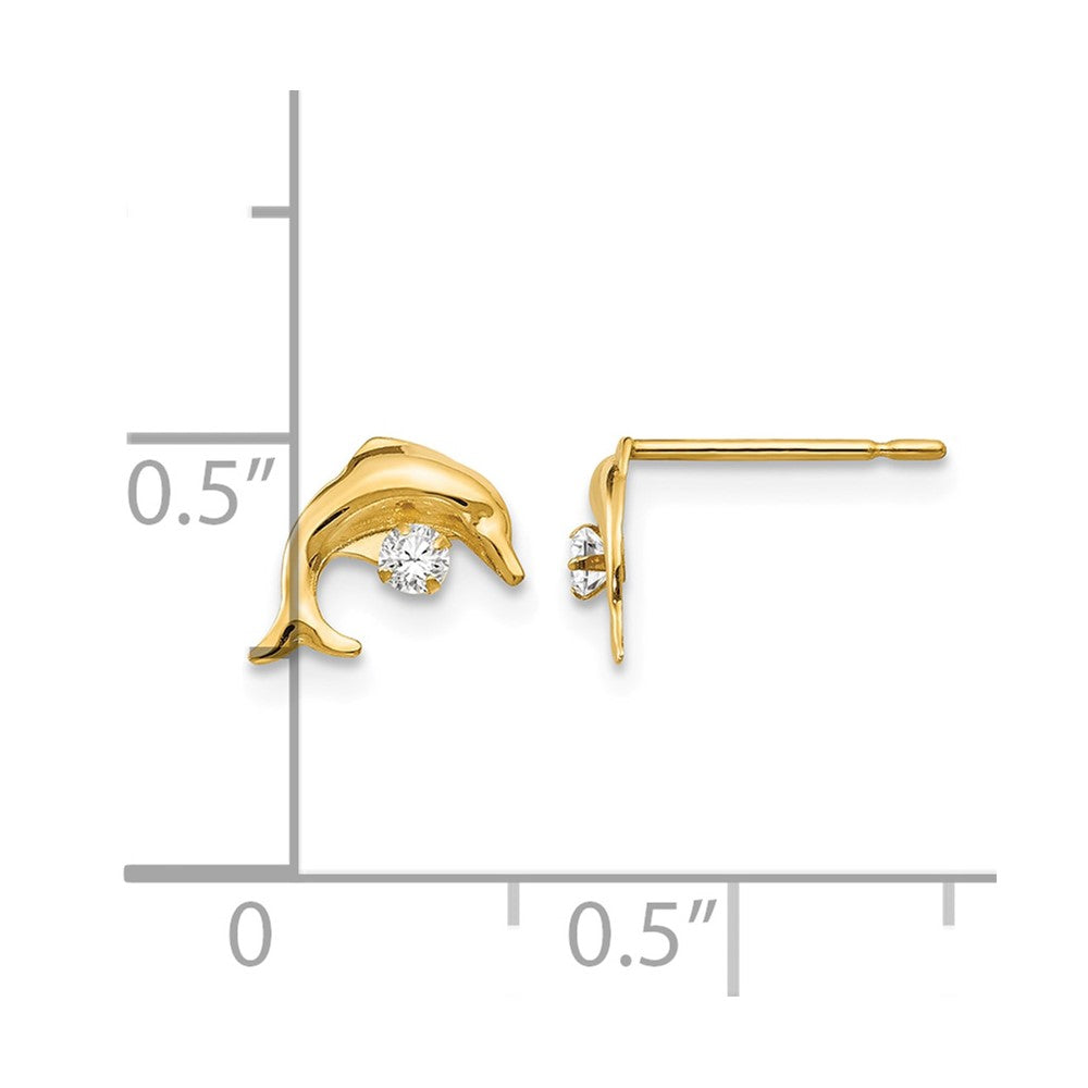 14k Madi K CZ Children's Dolphin Post Earrings