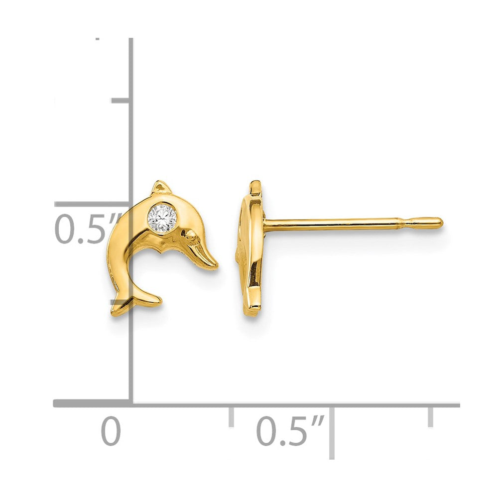 14k Madi K CZ Children's Dolphin Post Earrings