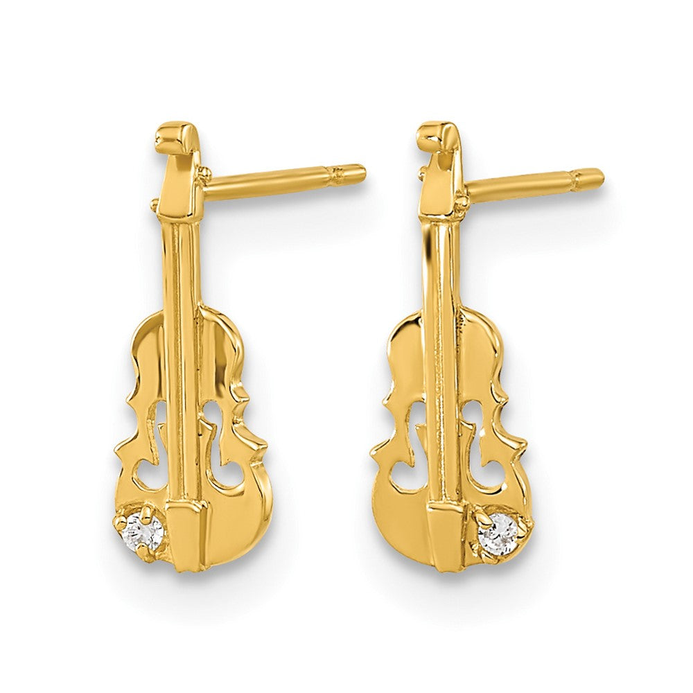 14k Madi K CZ Children's Violin Post Earrings