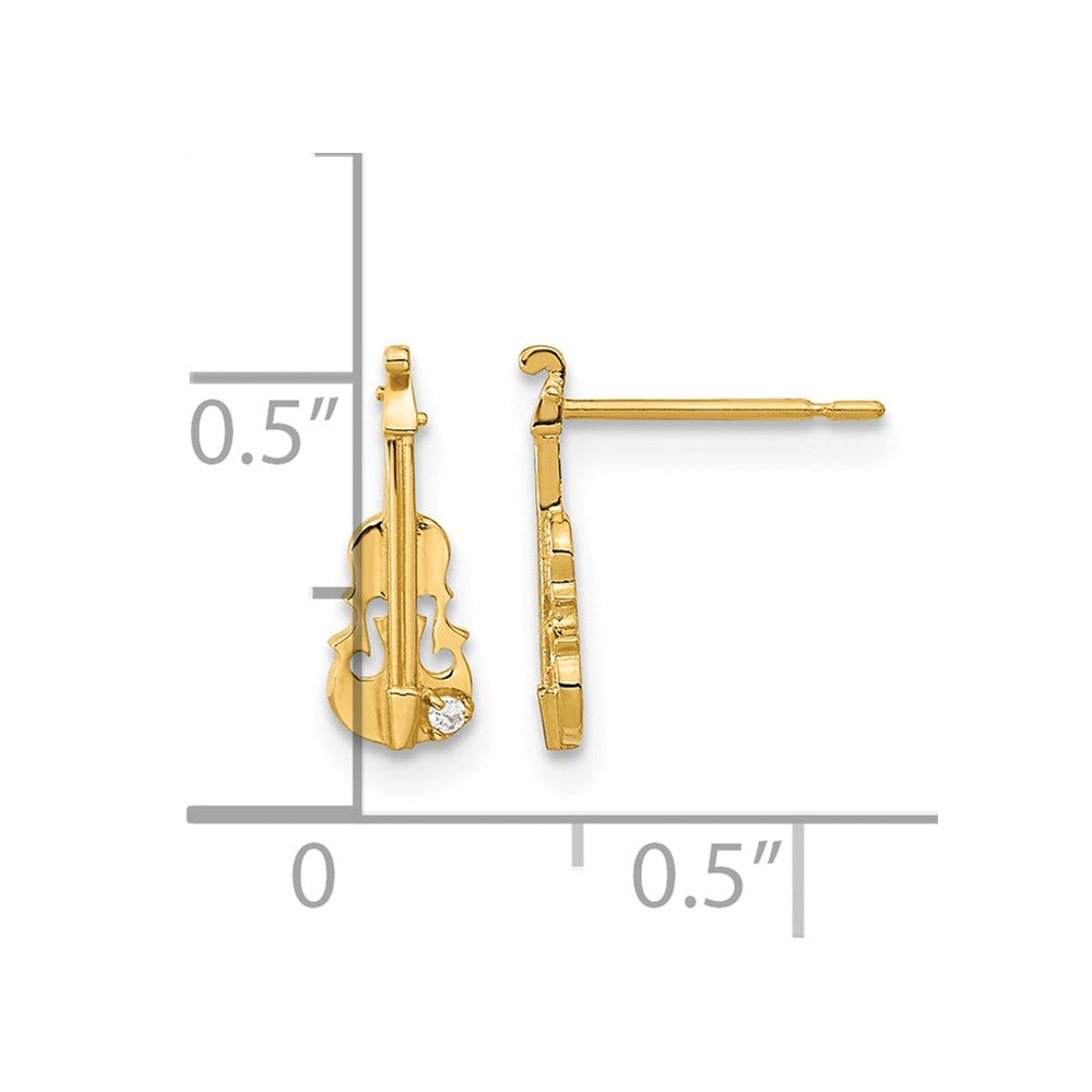 14k Madi K CZ Children's Violin Post Earrings