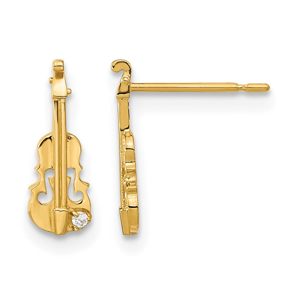 14k Madi K CZ Children's Violin Post Earrings