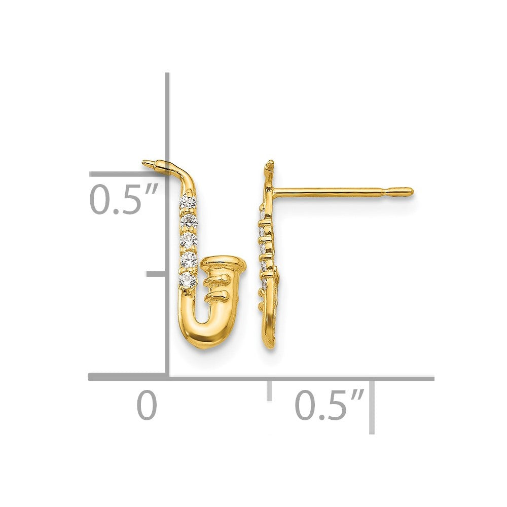 14k Madi K CZ Saxophone Post Earrings