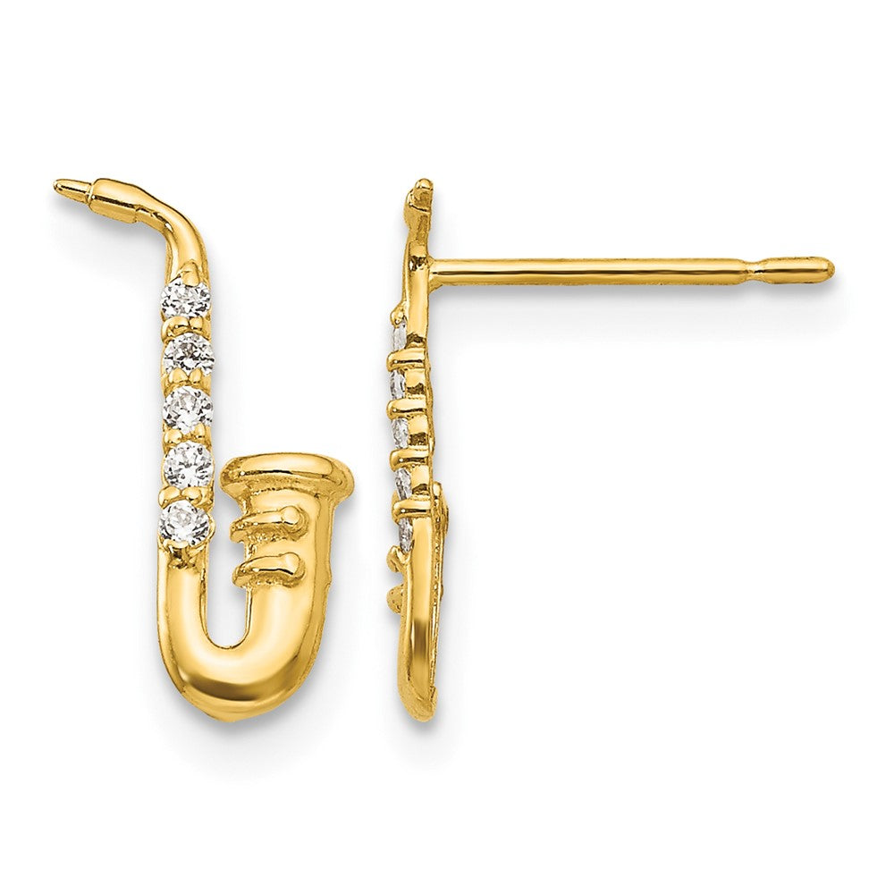 14k Madi K CZ Saxophone Post Earrings