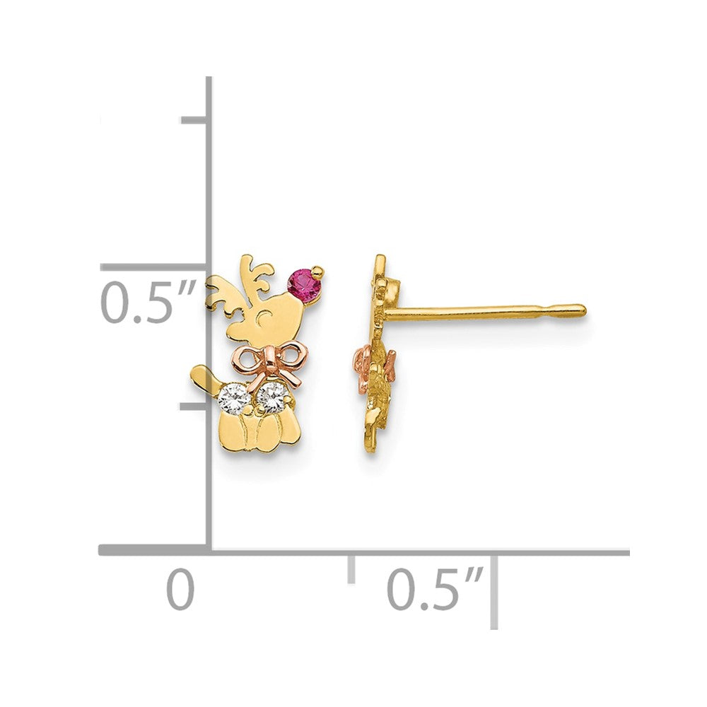14k Yellow & Rose Gold Madi K CZ Children's Reindeer Post Earrings