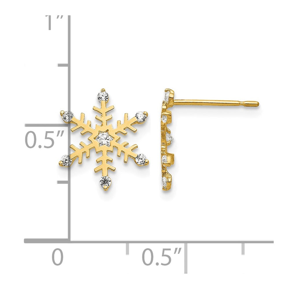 14k Madi K CZ Children's Snowflake Post Earrings