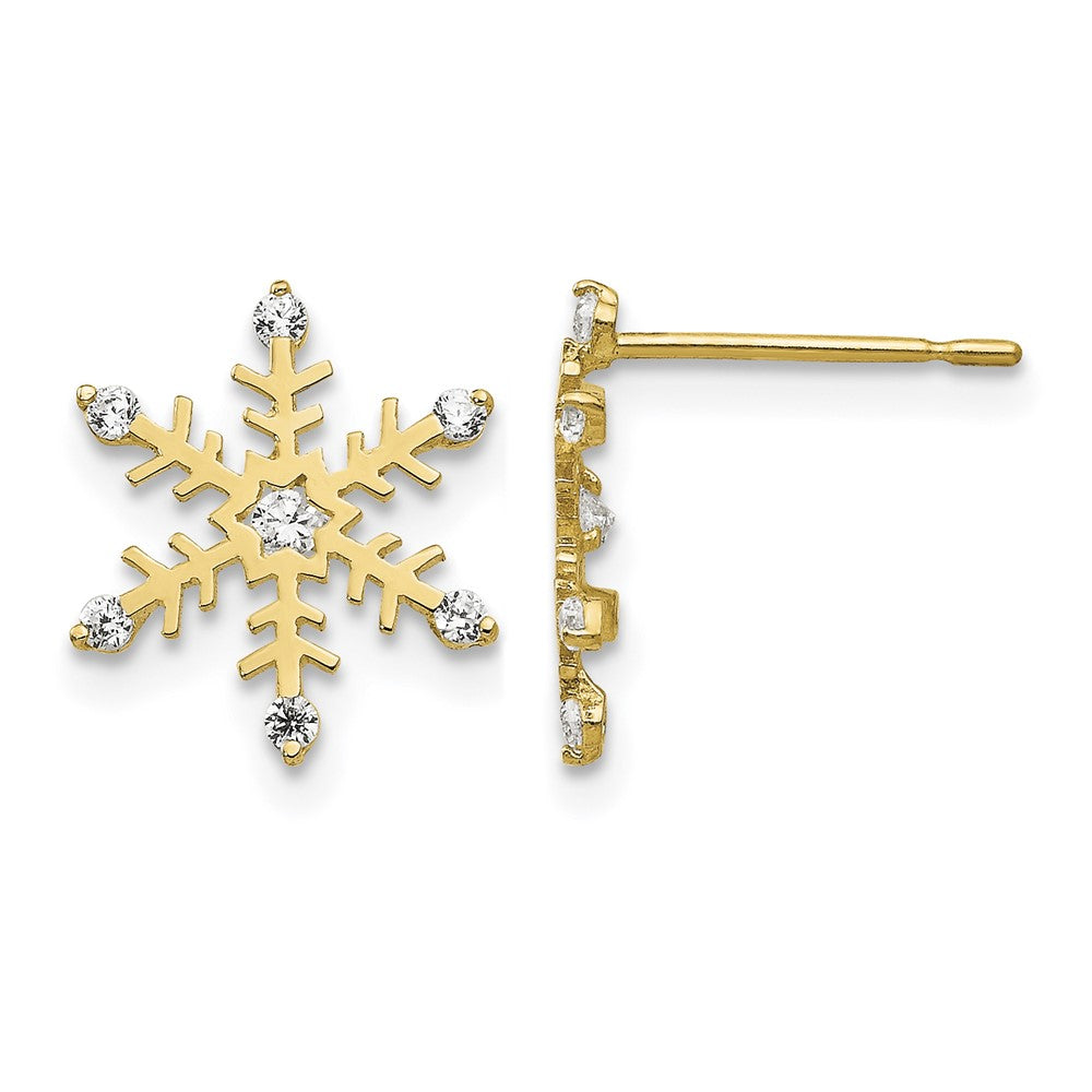 14k Madi K CZ Children's Snowflake Post Earrings