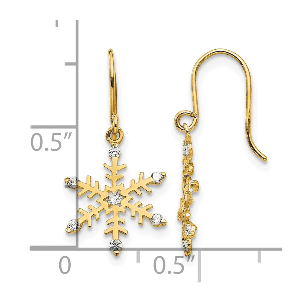 14k Madi K CZ Children's Snowflake Dangle Earrings