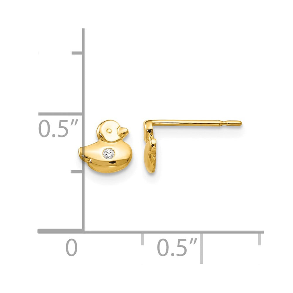 14k Madi K CZ Children's Duck Post Earrings