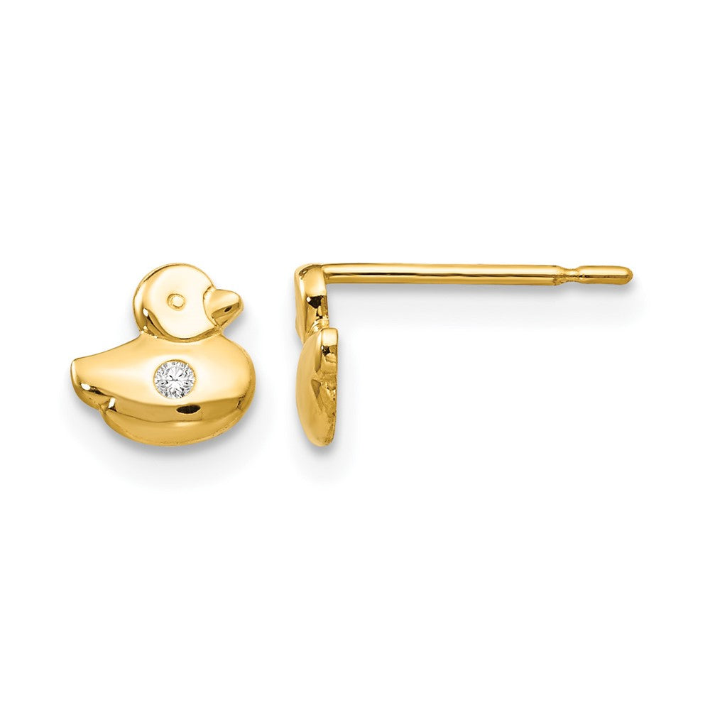14k Madi K CZ Children's Duck Post Earrings