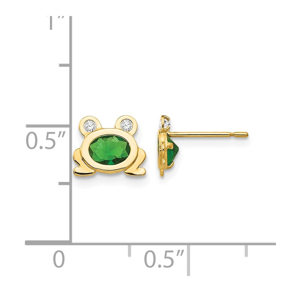 14k Madi K CZ Children's Frog Post Earrings