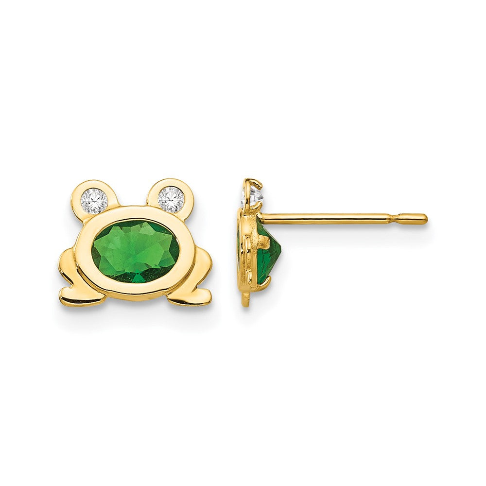 14k Madi K CZ Children's Frog Post Earrings