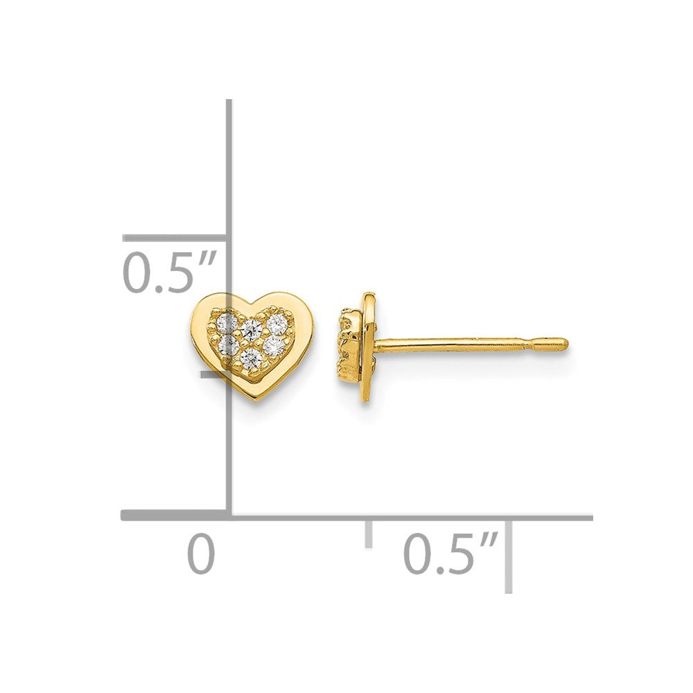 14k Madi K CZ Children's Heart Post Earrings