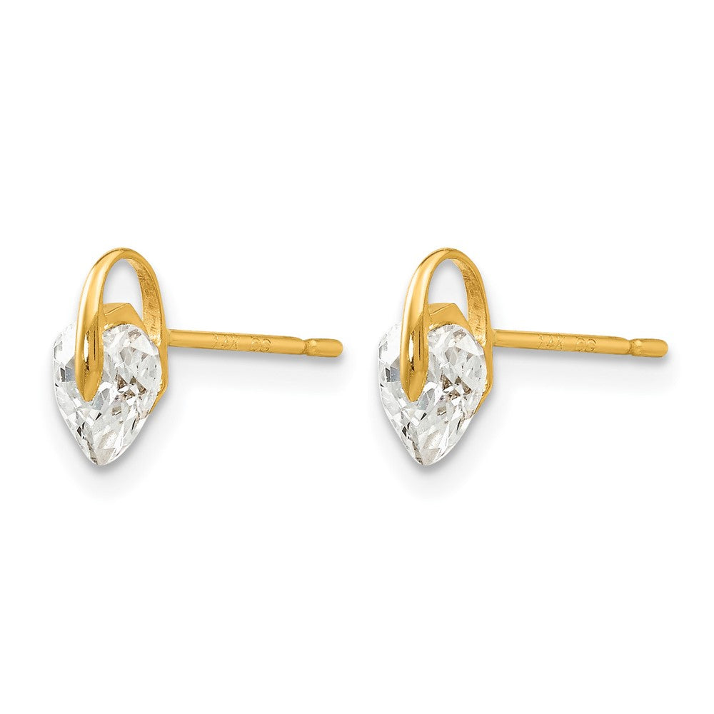 14k Madi K CZ Children's Heart Post Earrings