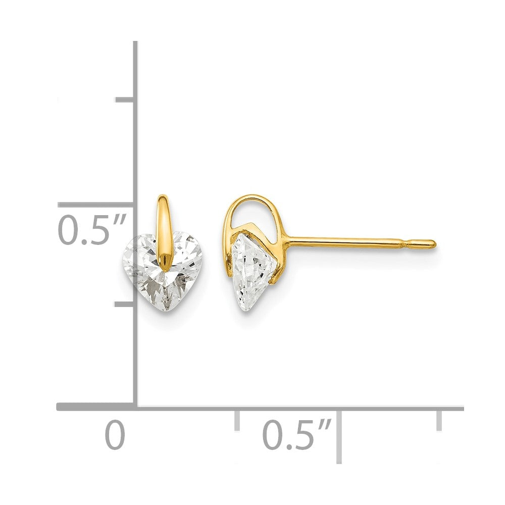 14k Madi K CZ Children's Heart Post Earrings