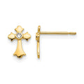 14k Madi K CZ Children's Cross Post Earrings