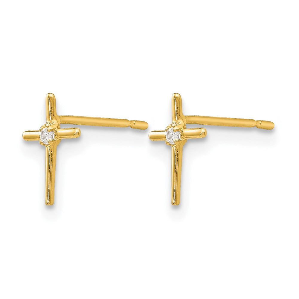 14k Madi K CZ Children's Cross Post Earrings