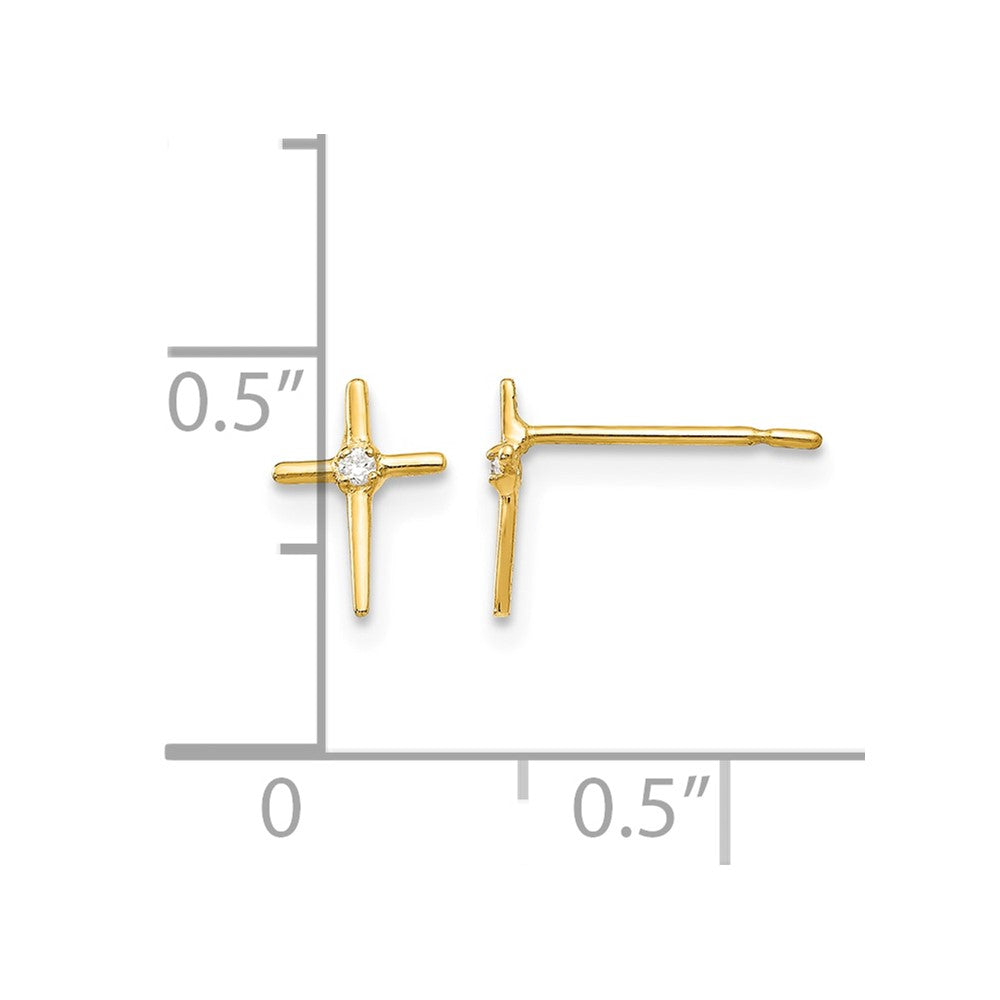 14k Madi K CZ Children's Cross Post Earrings