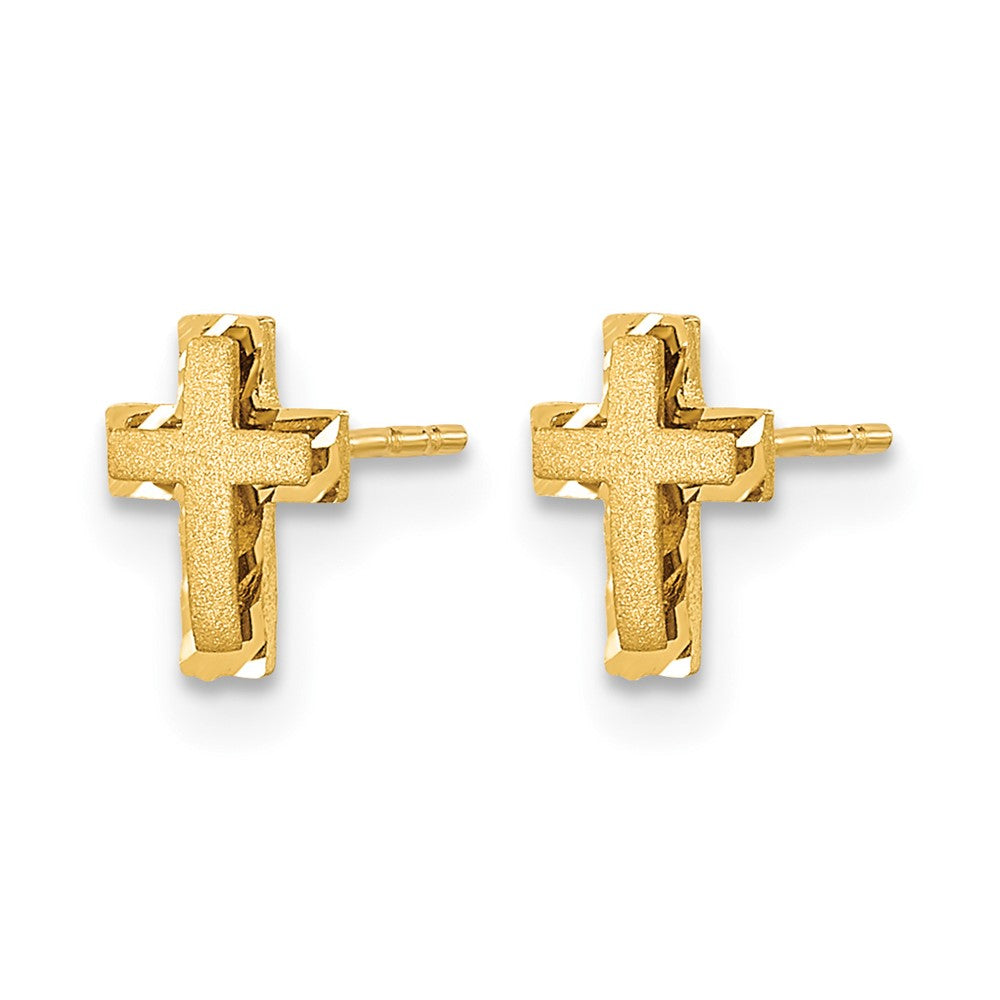 14k Madi K Satin & Polished Diamond-cut Cross Post Earrings