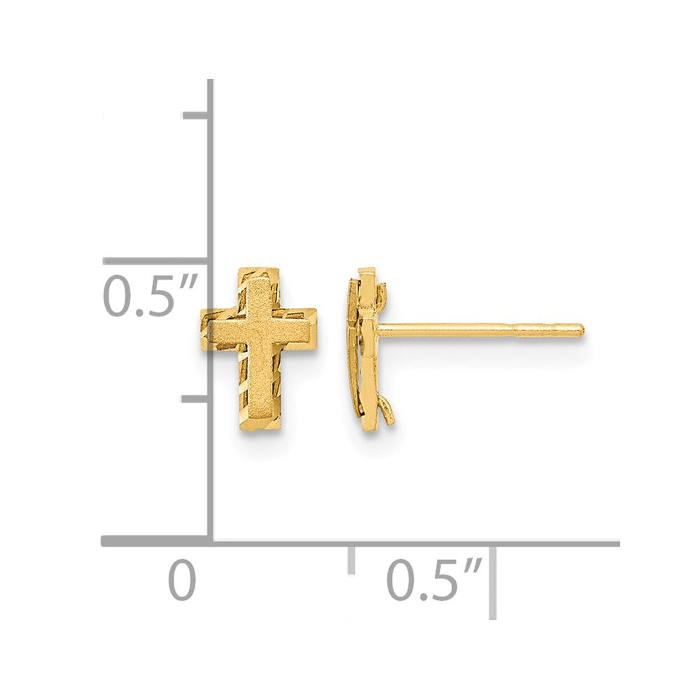 14k Madi K Satin & Polished Diamond-cut Cross Post Earrings