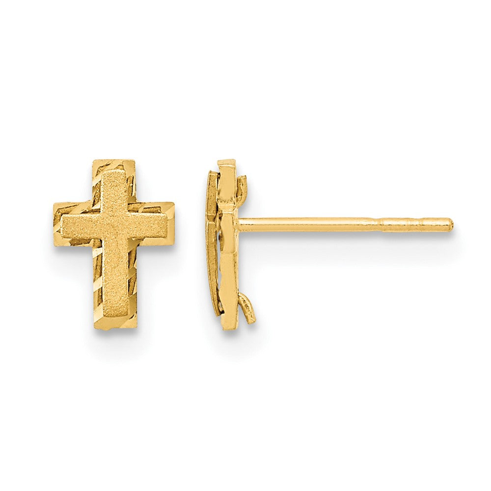 14k Madi K Satin & Polished Diamond-cut Cross Post Earrings