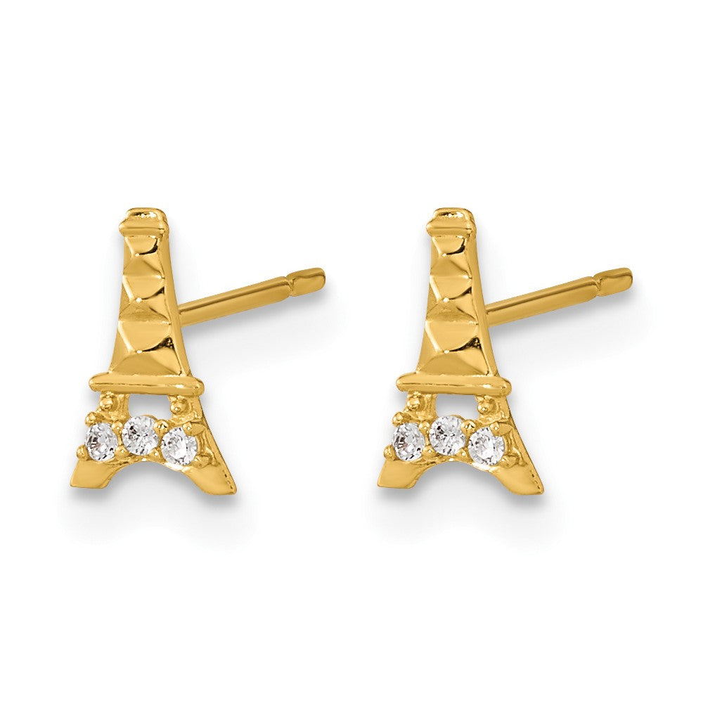 14k Madi K Kids CZ Eiffel Tower Post Earrings