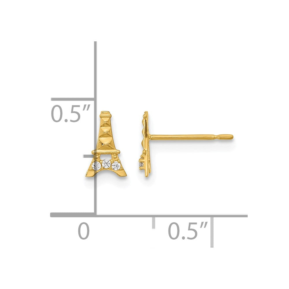 14k Madi K Kids CZ Eiffel Tower Post Earrings