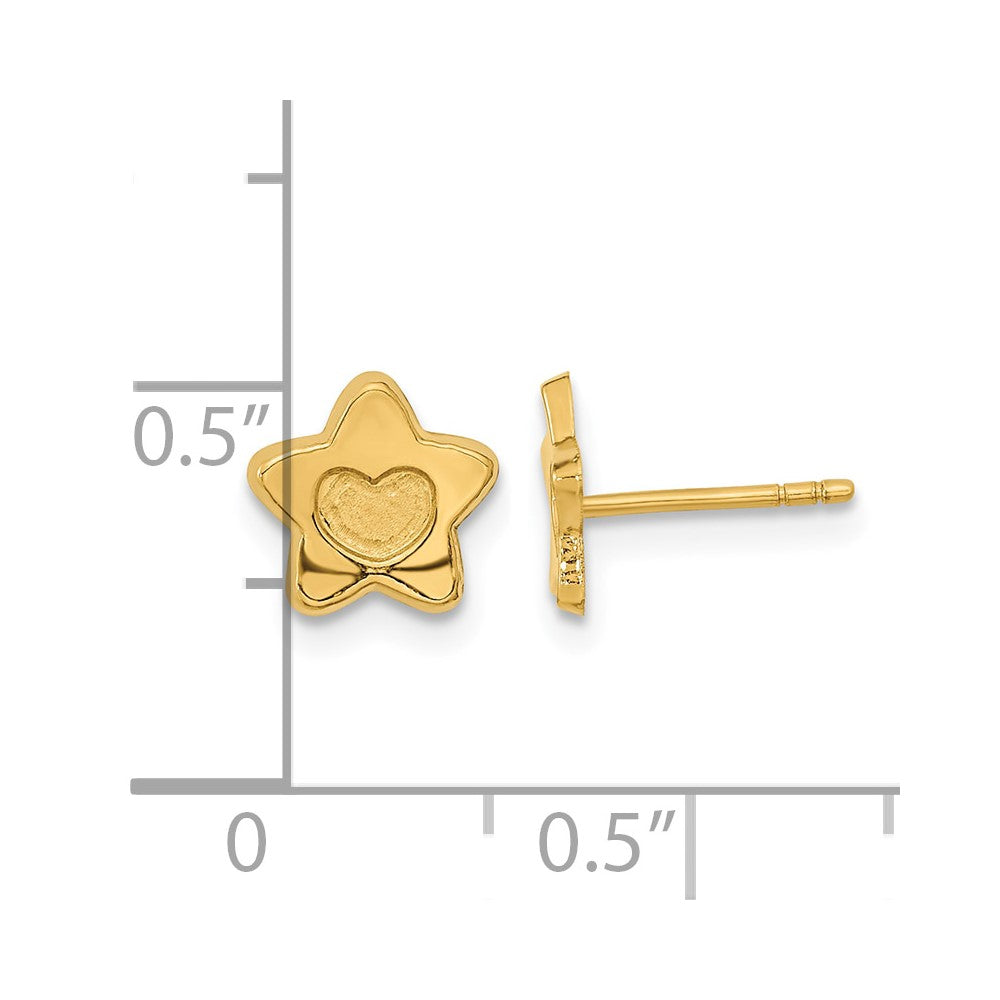 14k Madi K Satin and Polished Heart in Star Post Earrings