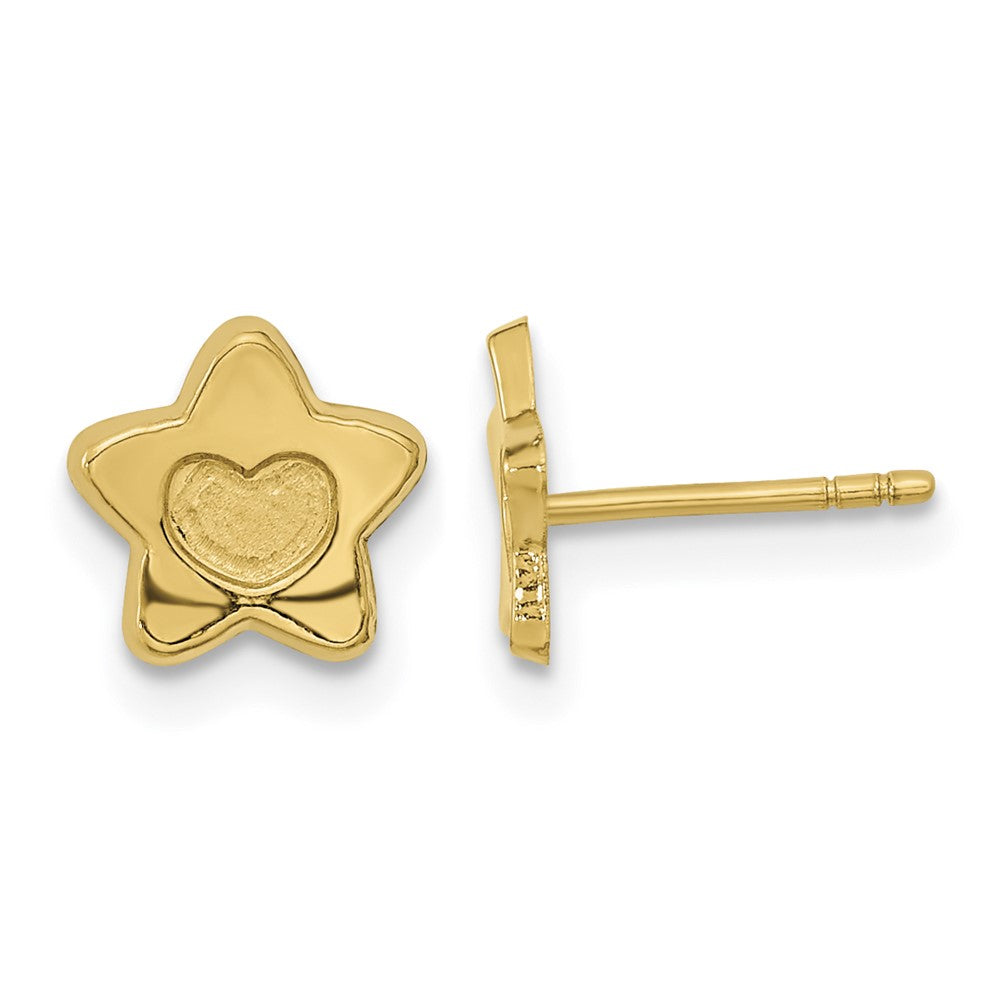 14k Madi K Satin and Polished Heart in Star Post Earrings