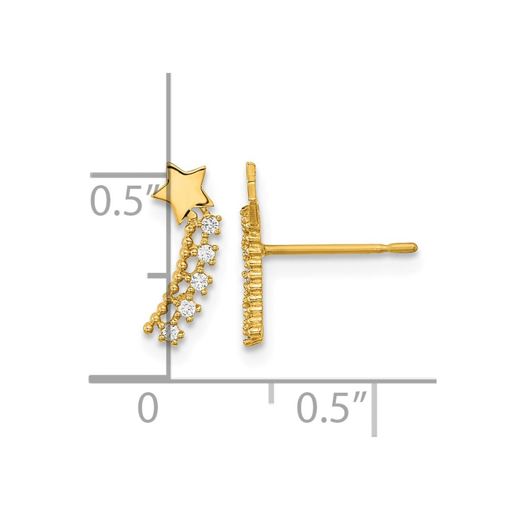 14k Madi K Kids CZ Shooting Star Post Earrings