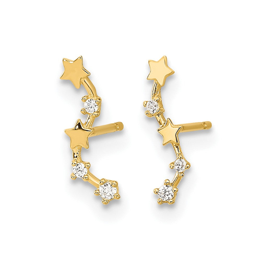 14k Madi K Curved Stars CZ Post Dangle Earrings