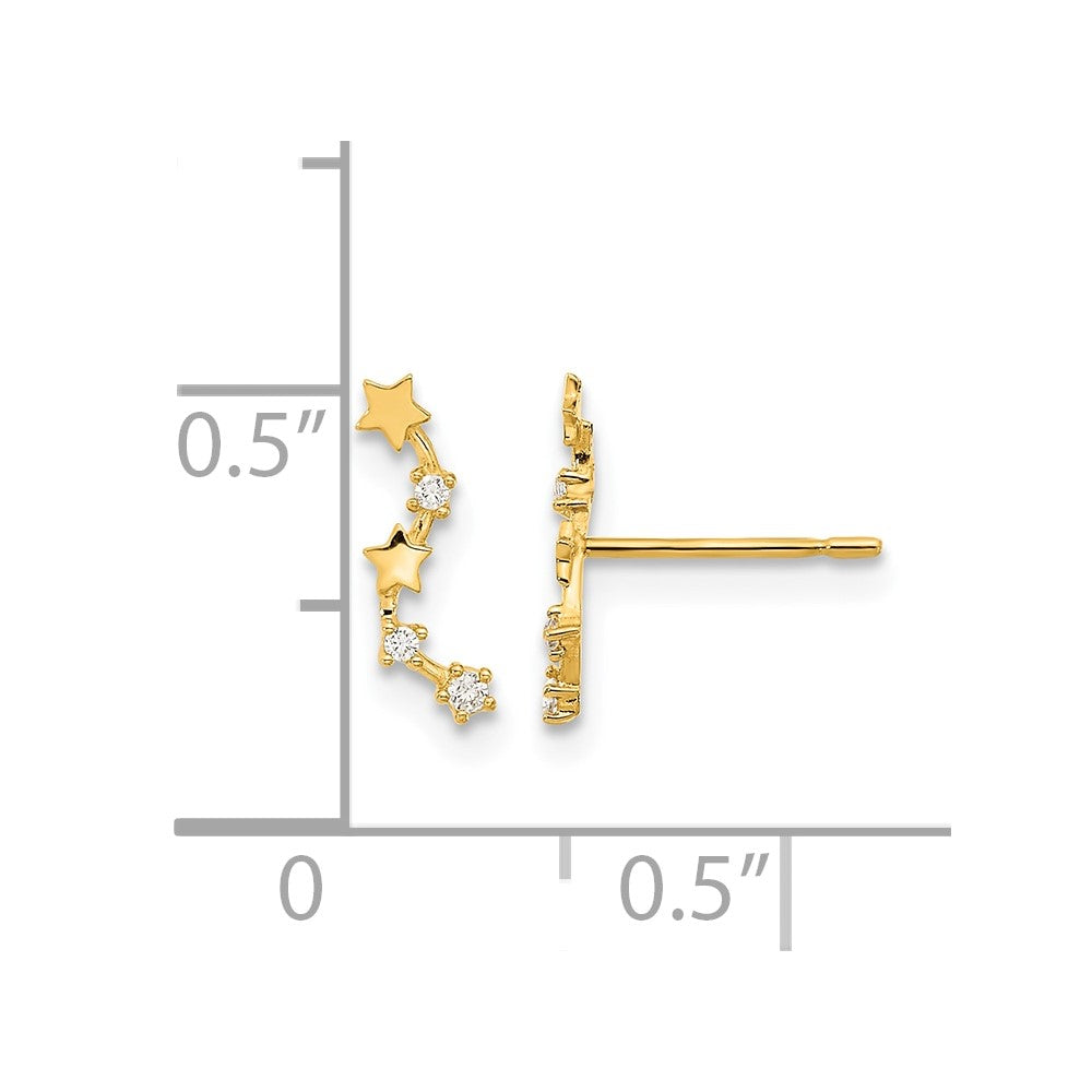 14k Madi K Curved Stars CZ Post Dangle Earrings