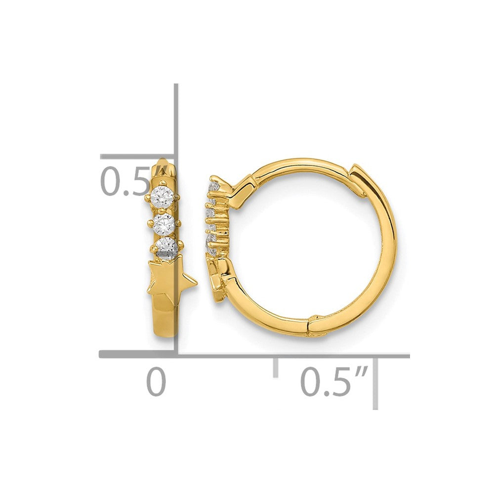 14k Madi K CZ Shooting Star Hinged Hoop Earrings