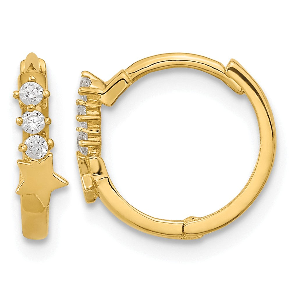 14k Madi K CZ Shooting Star Hinged Hoop Earrings