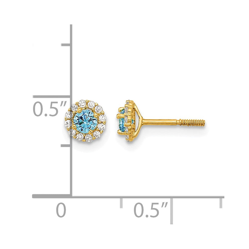 14k Madi K Polished Blue and Clear CZ Post Earrings