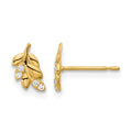 14k Madi K Kids CZ Fern Leaf Post Earrings