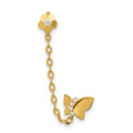 14k Madi K CZ Double Post w/Chain Butterfly & Flower Single Earring
