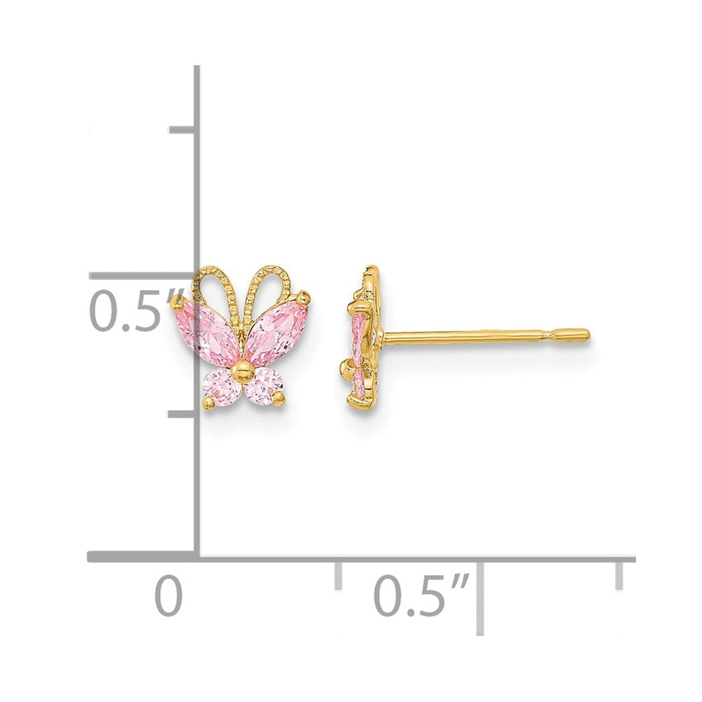 14k Madi K Kids Pink CZ Butterfly Post Earrings