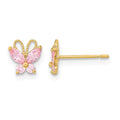 14k Madi K Kids Pink CZ Butterfly Post Earrings