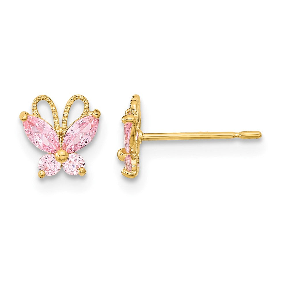 14k Madi K Kids Pink CZ Butterfly Post Earrings