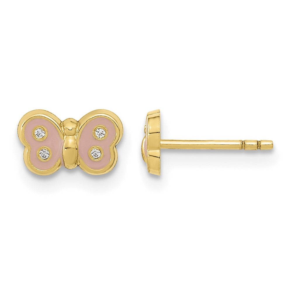 14k Madi K Polished Enameled & CZ Butterfly Post Earrings