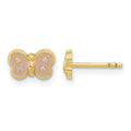 14k Madi K Polished Enameled & CZ Butterfly Post Earrings