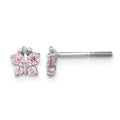 14k White Gold Madi K Polished Pink CZ Butterfly Post Earrings