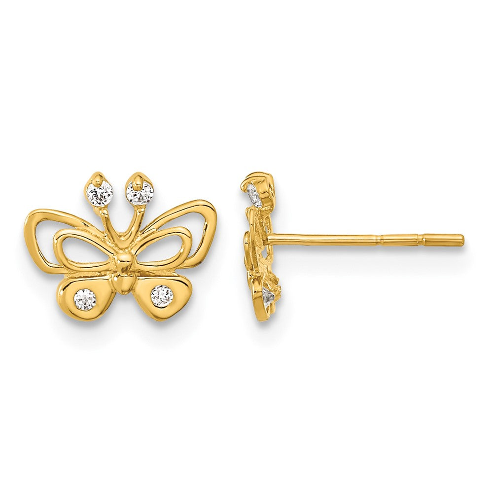 14k Madi K Polished CZ Butterfly Post Earrings