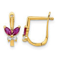 14k Madi K Polished Red and White CZ Butterfly Hoops